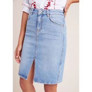 Anthropologie Pilcro and the Letterpress Denim Pencil Skirt Medium Wash Size 10